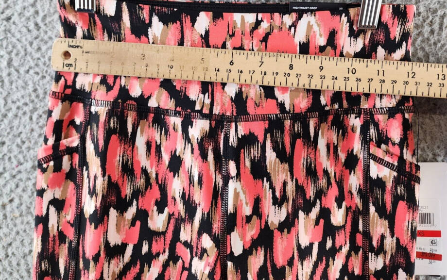 DKNY Sport Printed High-Waist Cropped Leggings Women's XS Hot Coral Multi PullOn