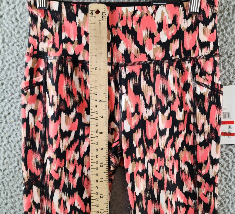 DKNY Sport Printed High-Waist Cropped Leggings Women's XS Hot Coral Multi PullOn