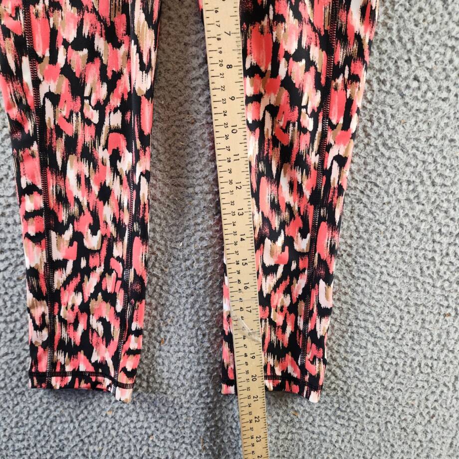 DKNY Sport Printed High-Waist Cropped Leggings Women's XS Hot Coral Multi PullOn
