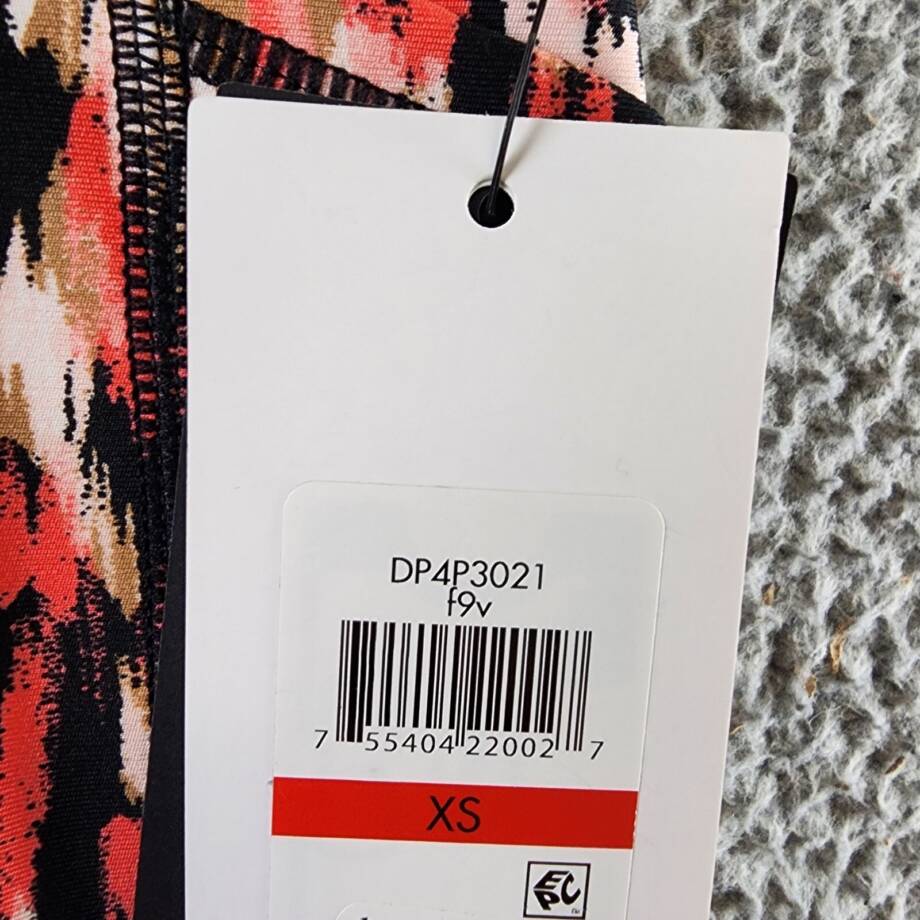 DKNY Sport Printed High-Waist Cropped Leggings Women's XS Hot Coral Multi PullOn