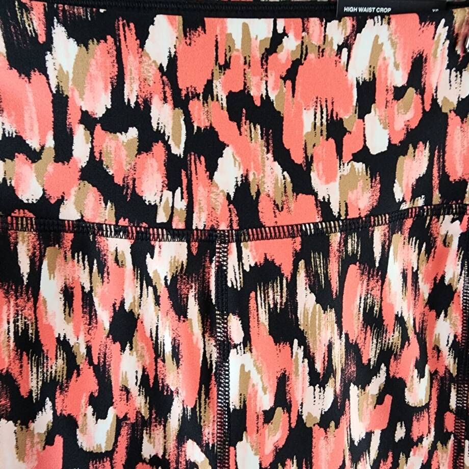 DKNY Sport Printed High-Waist Cropped Leggings Women's XS Hot Coral Multi PullOn