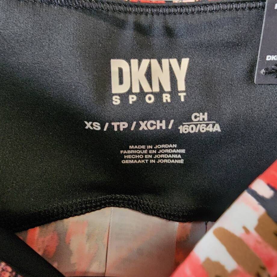 DKNY Sport Printed High-Waist Cropped Leggings Women's XS Hot Coral Multi PullOn