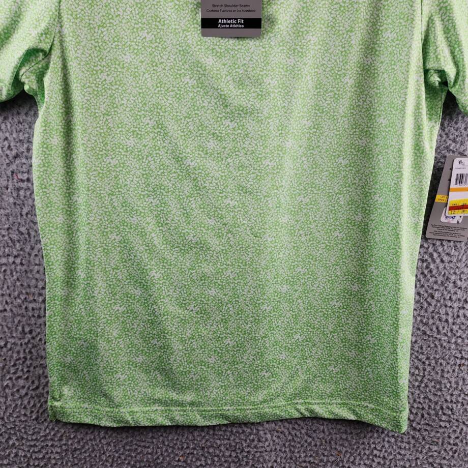 PGA TOUR Printed Short Sleeve Textured Performance Polo Shirt Mens S Green Flash