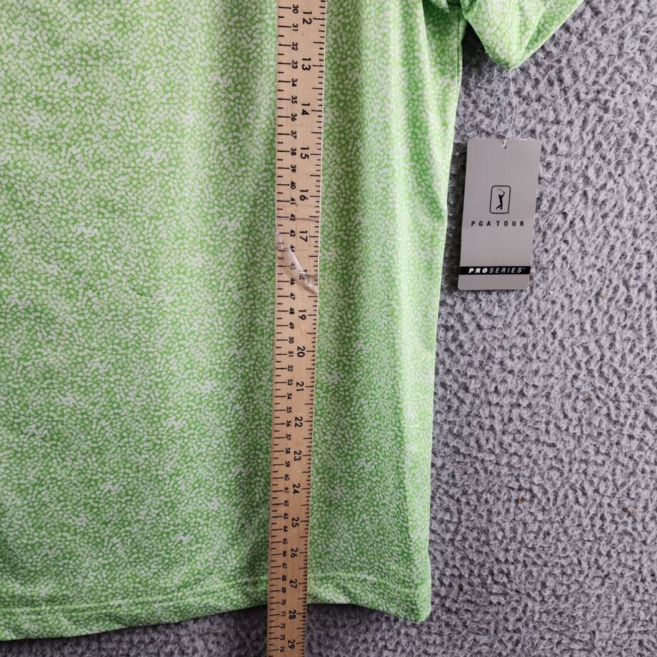 PGA TOUR Printed Short Sleeve Textured Performance Polo Shirt Mens S Green Flash