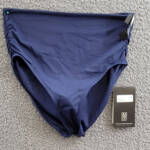 Coco Reef Ruched Side High Waisted Bikini Bottom Women's S Navy Solid Pull On