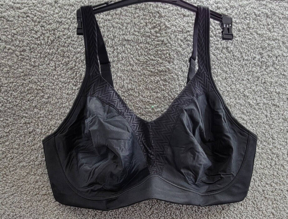 Playtex 18 Hour Bounce Control Wirefree Bra Women's 42DD Black Adjustable Strap