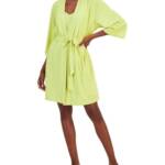 I.N.C. International Concepts Sparkle Robe Women's XS Lime Sparkle Tie Closure