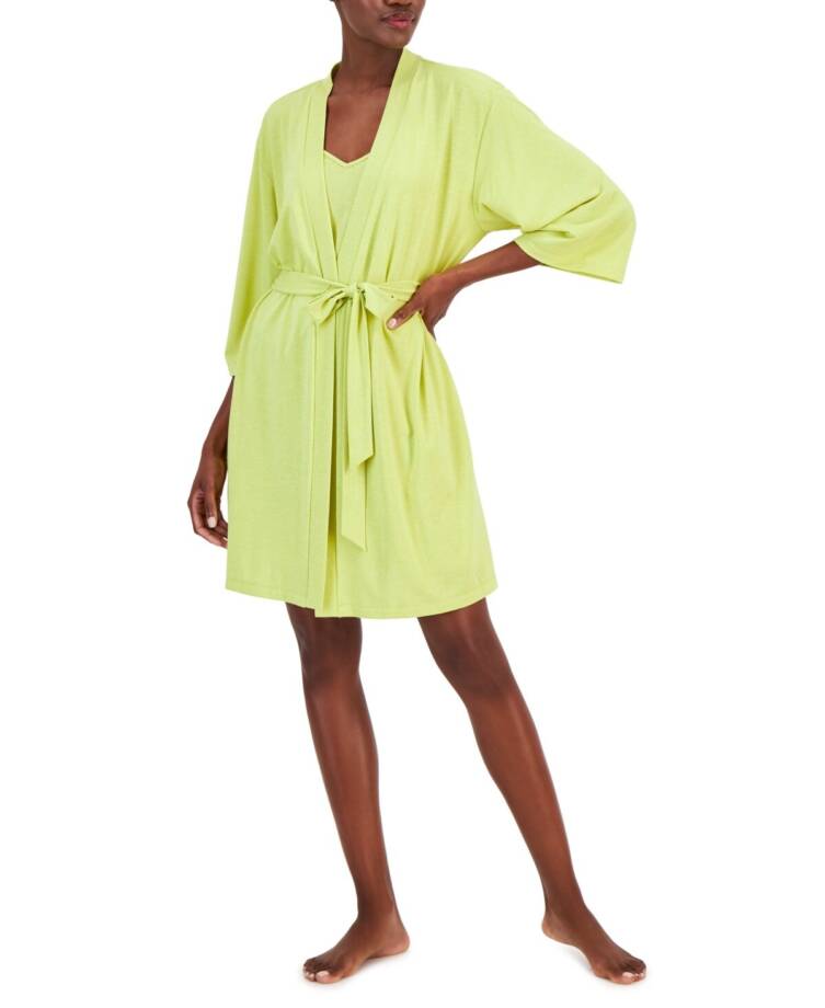 I.N.C. International Concepts Sparkle Robe Women's XS Lime Sparkle Tie Closure
