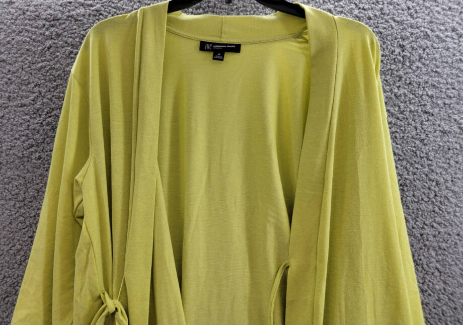 I.N.C. International Concepts Sparkle Robe Women's XS Lime Sparkle Tie Closure