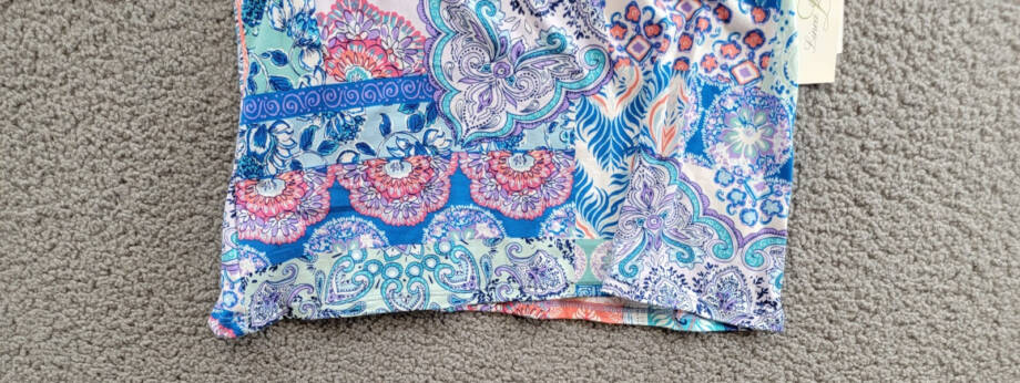 Linea Donatella Pajamas Top Women's S Blue Multi Paisley Print V-Neck Pullover