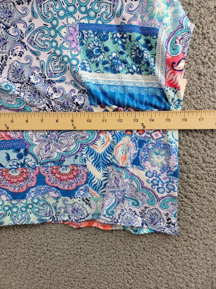 Linea Donatella Pajamas Top Women's S Blue Multi Paisley Print V-Neck Pullover