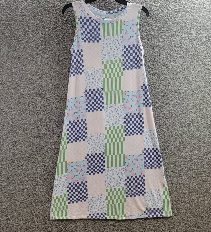 Roudelain Printed Sleeveless Nightgown Women's Small Multi Scoop Neck Pullover