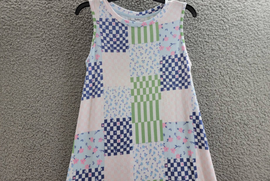 Roudelain Printed Sleeveless Nightgown Women's Small Multi Scoop Neck Pullover
