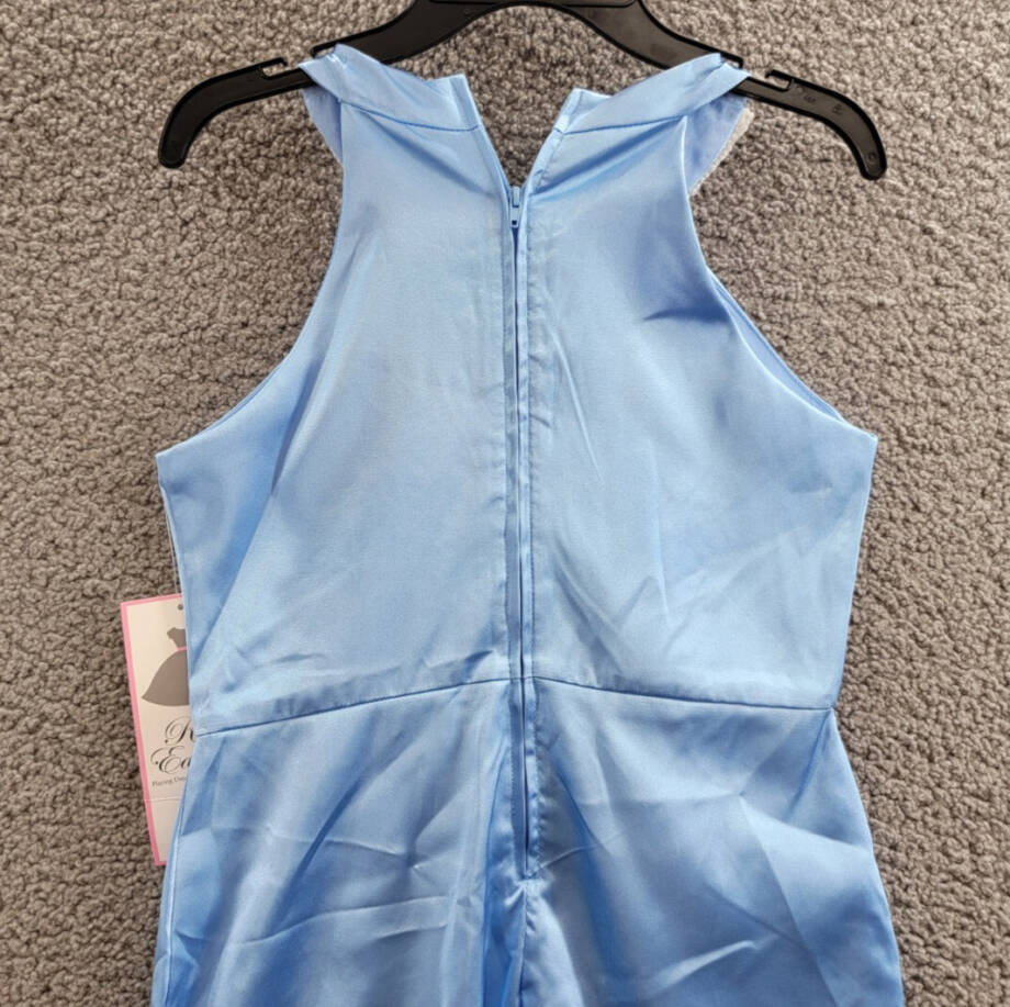 Rare Editions Sleeveless Imitation Pearl Halter Social Dress Girls' 12 Blue