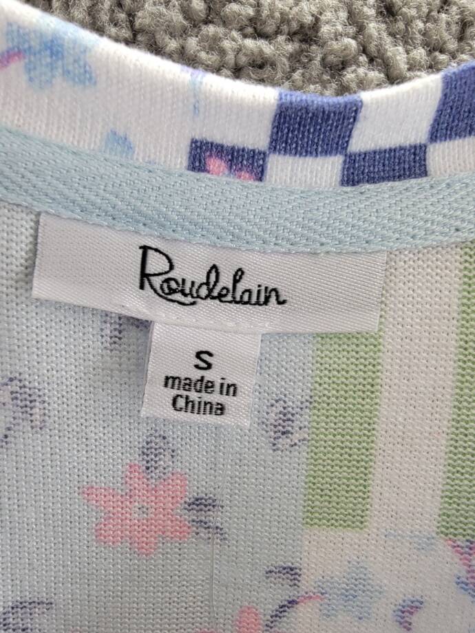 Roudelain Printed Sleeveless Nightgown Women's Small Multi Scoop Neck Pullover