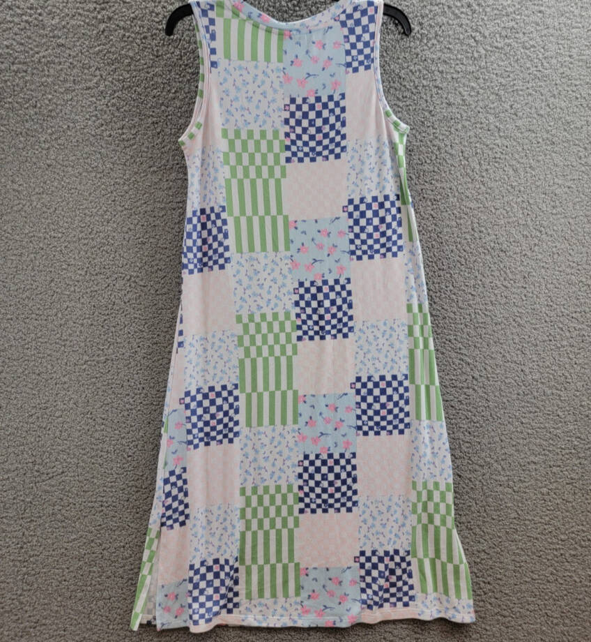 Roudelain Printed Sleeveless Nightgown Women's Small Multi Scoop Neck Pullover