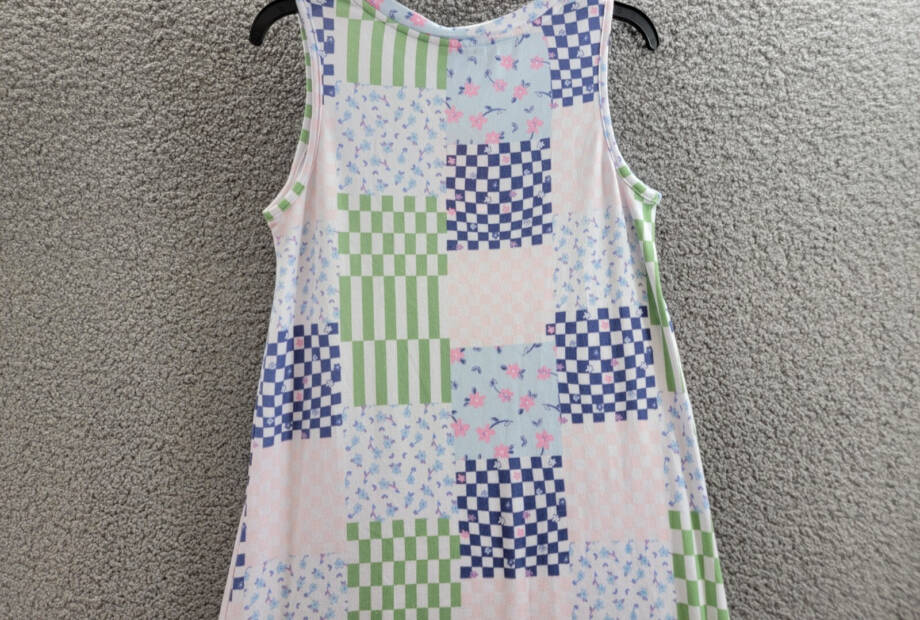 Roudelain Printed Sleeveless Nightgown Women's Small Multi Scoop Neck Pullover