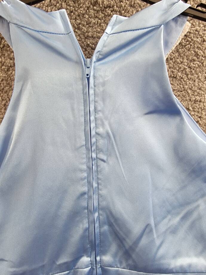 Rare Editions Sleeveless Imitation Pearl Halter Social Dress Girls' 12 Blue