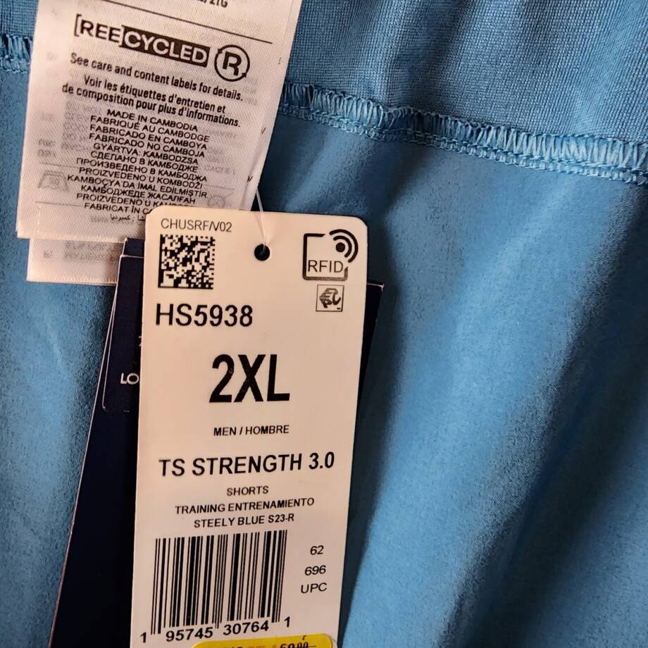 Reebok Strength 3.0 Regular-Fit Training Shorts Men's 2XL Steely Blue Pull On