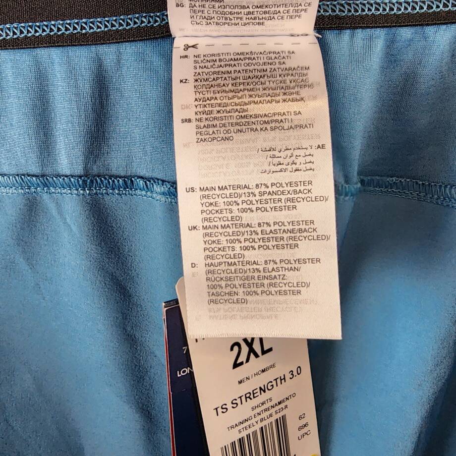 Reebok Strength 3.0 Regular-Fit Training Shorts Men's 2XL Steely Blue Pull On