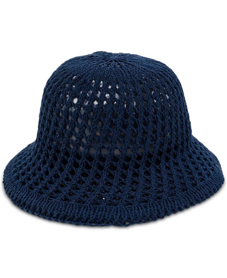 On 34th Open-Knit Crochet Cloche Hat Women's One Size Navy