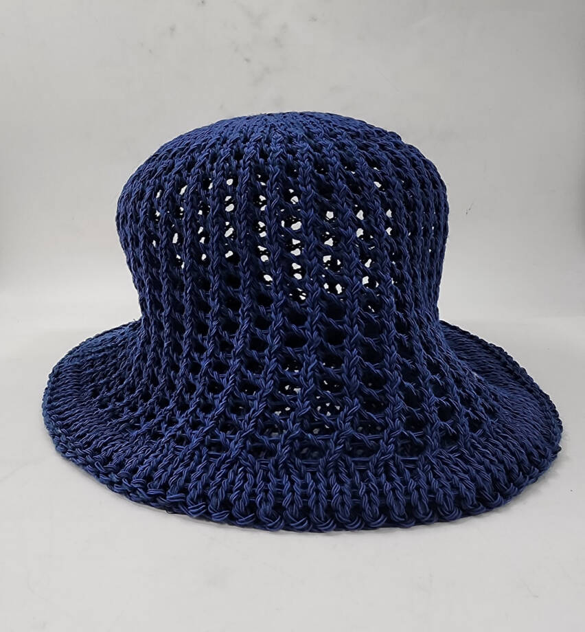 On 34th Open-Knit Crochet Cloche Hat Women's One Size Navy