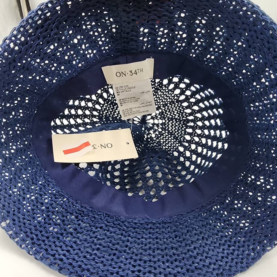 On 34th Open-Knit Crochet Cloche Hat Women's One Size Navy