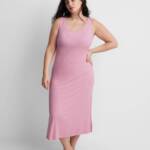 State of Day Ribbed Tank Nightgown Women's XS Mauve Orchid Scoop Neck Pullover