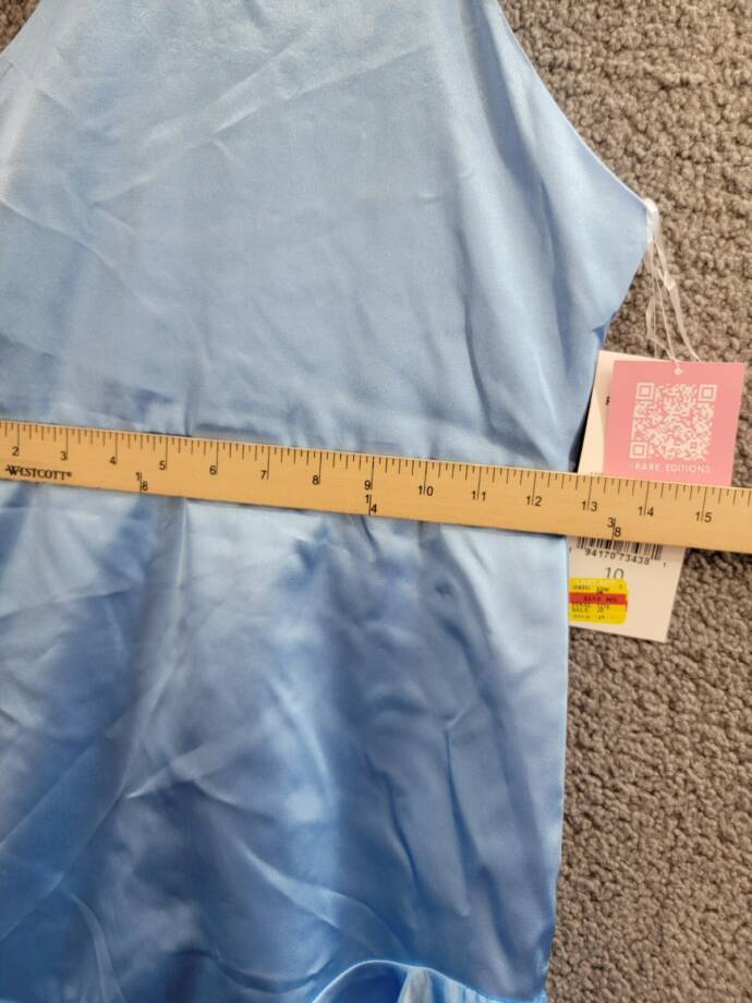 Rare Editions Sleeveless Imitation Pearl Halter Dress Big Girls 10 Blue Back Zip