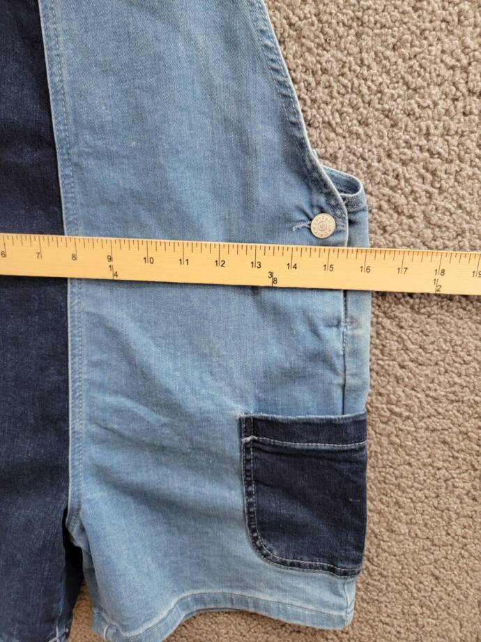 Epic Threads Colorblock Shortall Big Girls 16 Varsity Denim Button Strap Closure