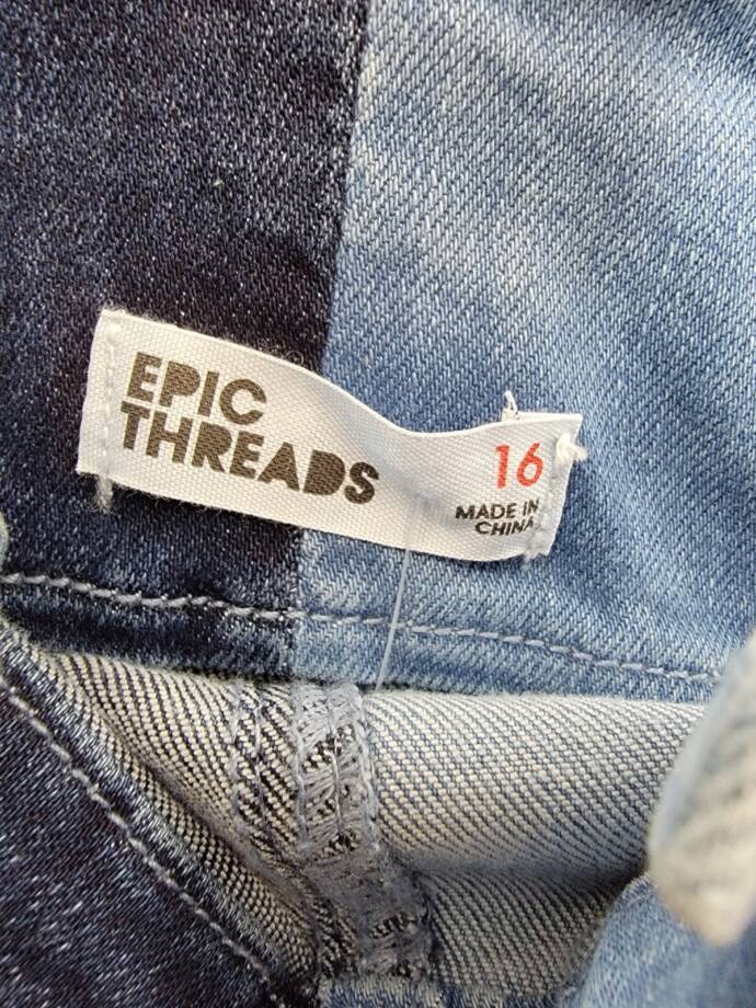 Epic Threads Colorblock Shortall Big Girls 16 Varsity Denim Button Strap Closure