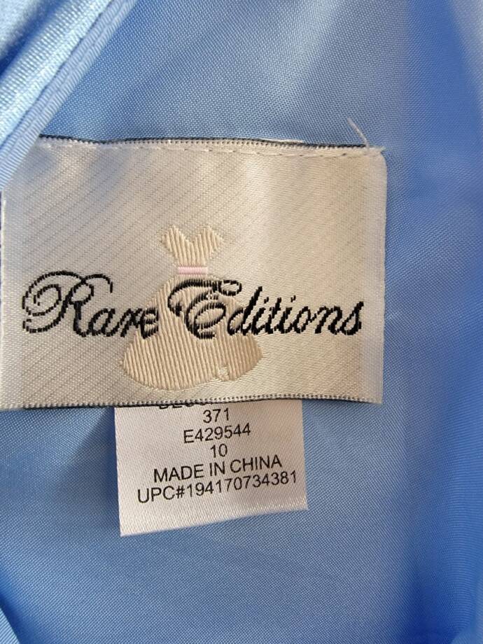Rare Editions Sleeveless Imitation Pearl Halter Dress Big Girls 10 Blue Back Zip