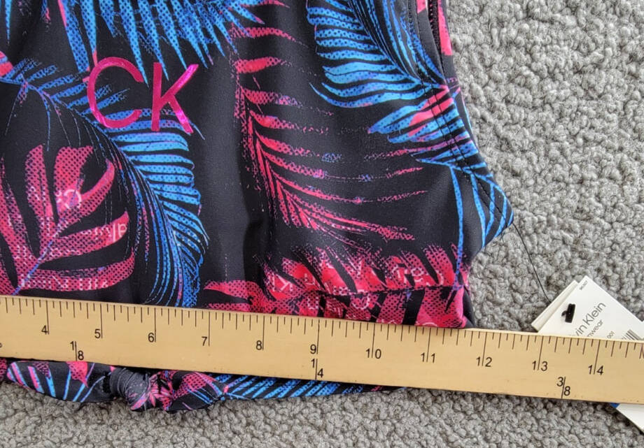Calvin Klein Dark Tropical Twist-Tie Front Top Big Girls XL/16 Black Multi