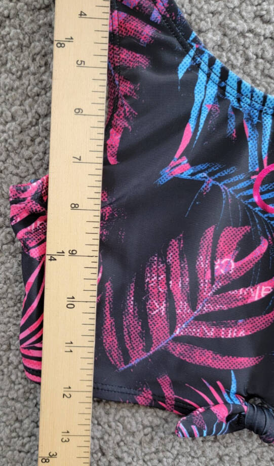 Calvin Klein Dark Tropical Twist-Tie Front Top Big Girls XL/16 Black Multi
