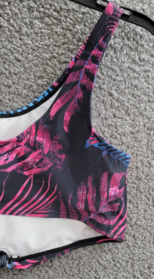 Calvin Klein Dark Tropical Twist-Tie Front Top Big Girls XL/16 Black Multi