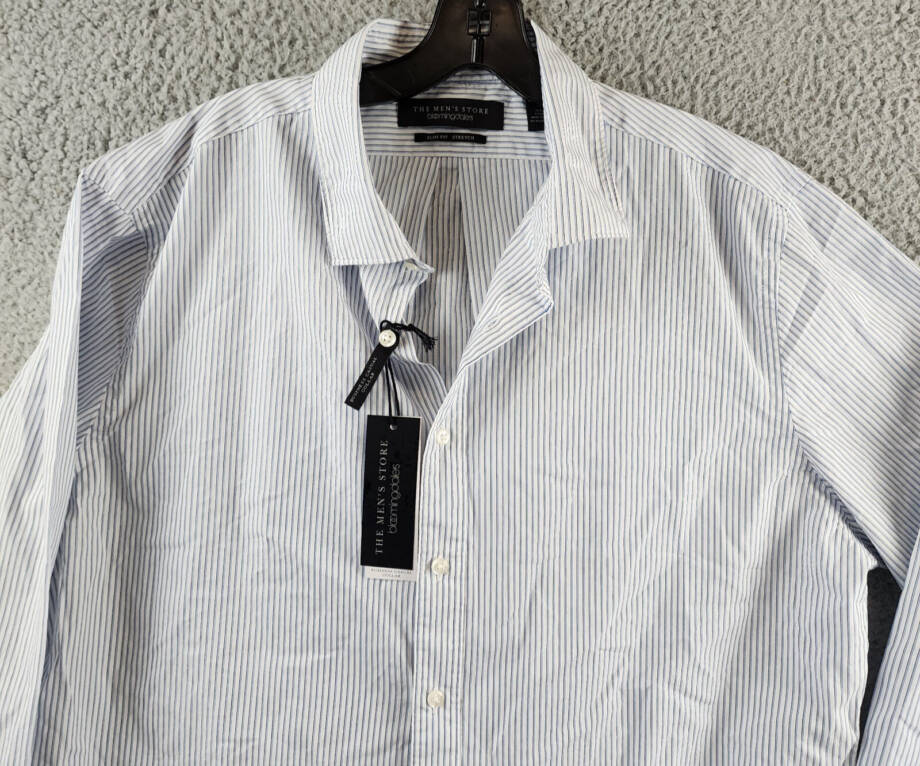 The Men's Store at Bloomingdale's Cotton Slim Fit Button Up Shirt Men's XL Blue