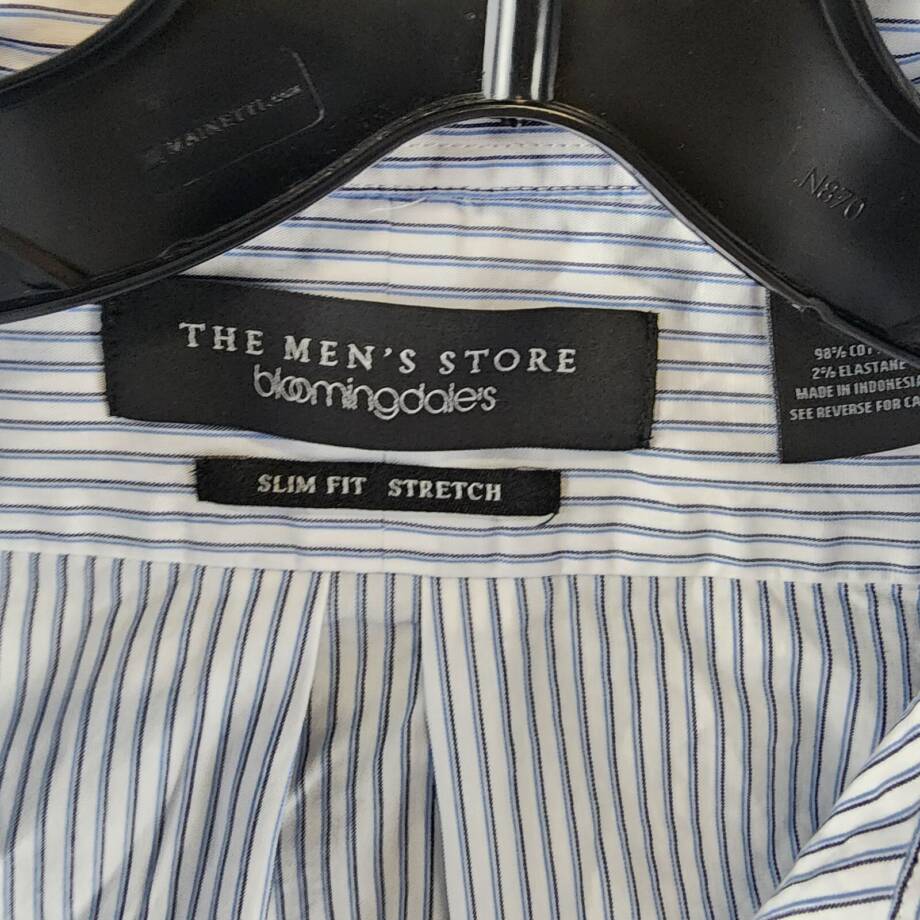 The Men's Store at Bloomingdale's Cotton Slim Fit Button Up Shirt Men's XL Blue