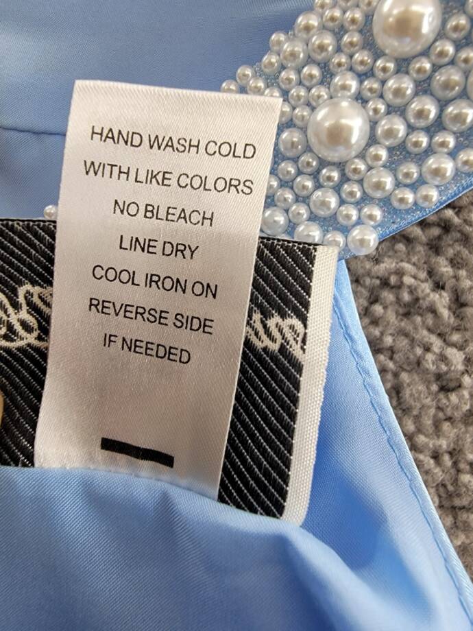 Rare Editions Sleeveless Imitation Pearl Halter Dress Big Girls 10 Blue Back Zip