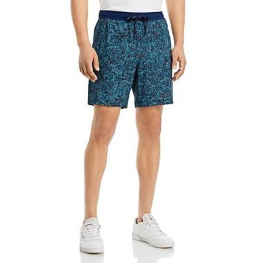 Rhone Pursuit Printed Drawstring Shorts L Navy Pebble Elastic Waist Pull On
