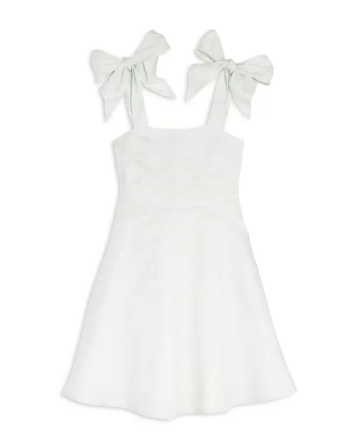 Fanm Mon Mimose Linen Dress Girls' 4Y Mint Green Embroidered Back Zip Closure