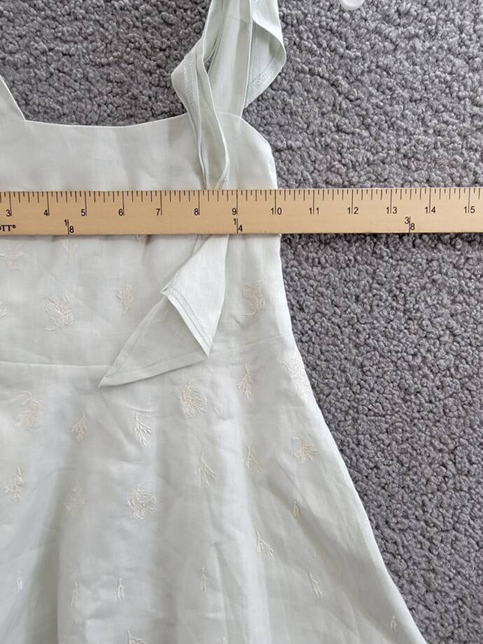 Fanm Mon Mimose Linen Dress Girls' 4Y Mint Green Embroidered Back Zip Closure