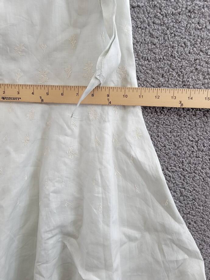 Fanm Mon Mimose Linen Dress Girls' 4Y Mint Green Embroidered Back Zip Closure