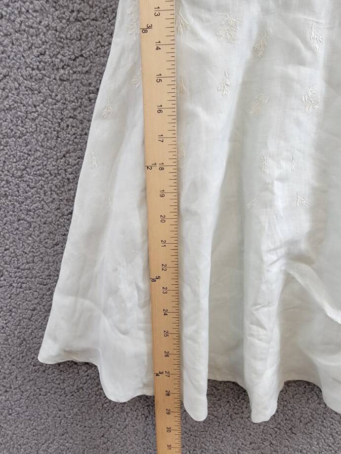 Fanm Mon Mimose Linen Dress Girls' 4Y Mint Green Embroidered Back Zip Closure