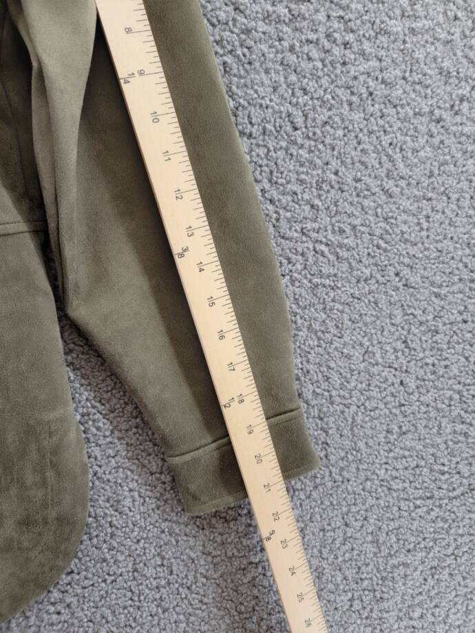 Calvin Klein Faux Suede Button Up Shirt Unisex S Olive Green Snap Button Closure