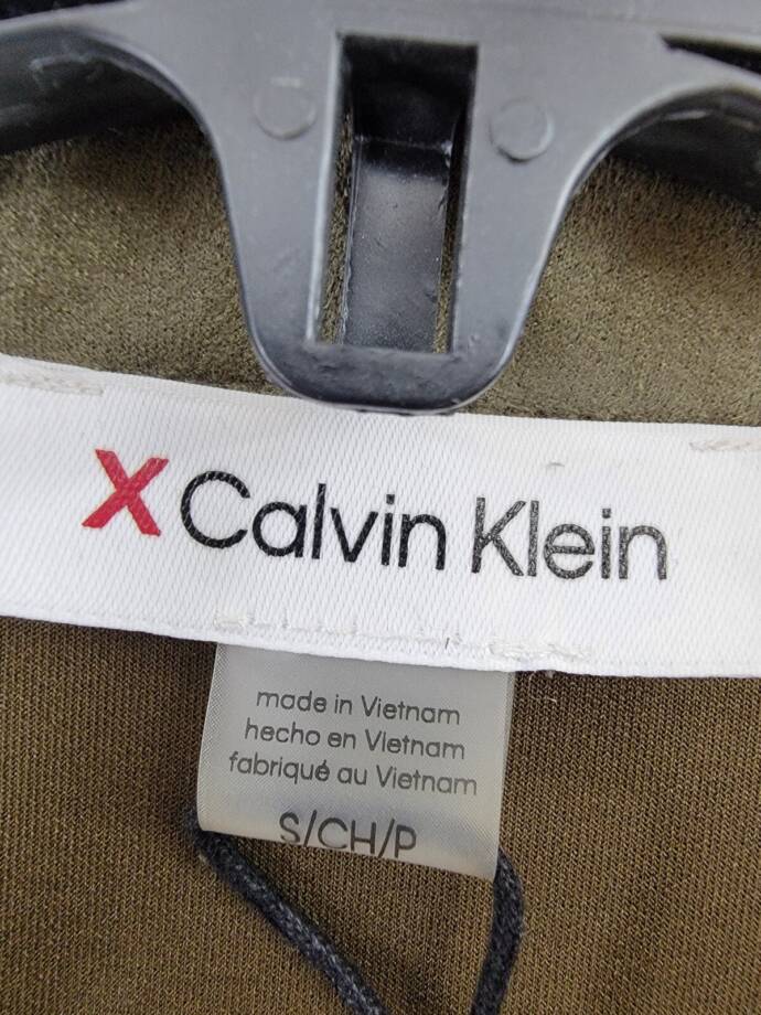 Calvin Klein Faux Suede Button Up Shirt Unisex S Olive Green Snap Button Closure