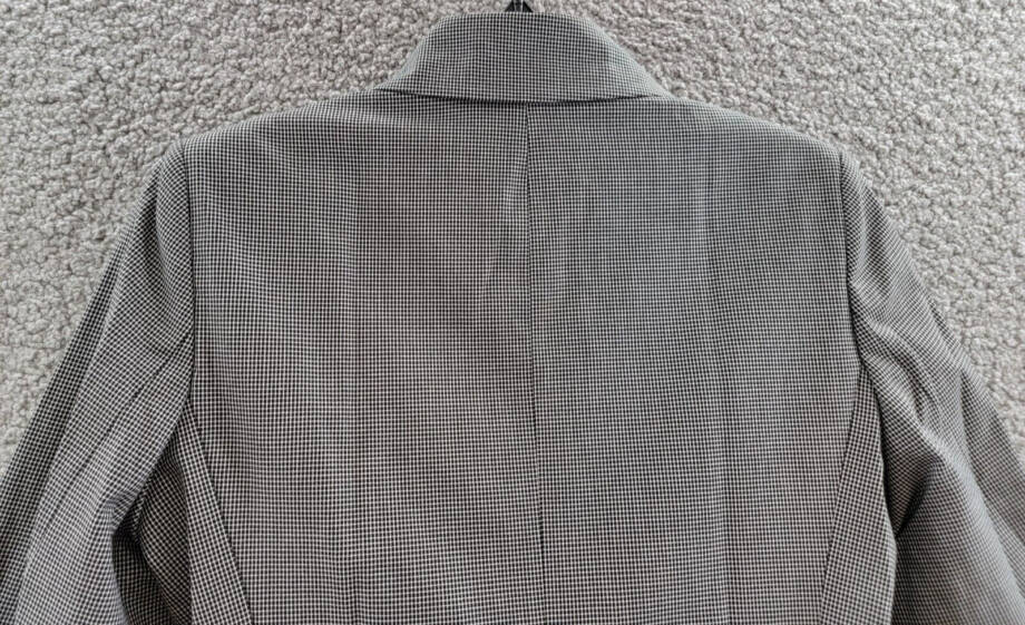 DKNY Long Sleeve Mix Media Belted Jacket Women's 6 Black/Eggnog Button Closure
