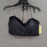 MICHAEL Michael Kors Chain-Trim Halter Longline Bikini Top Women's L Black