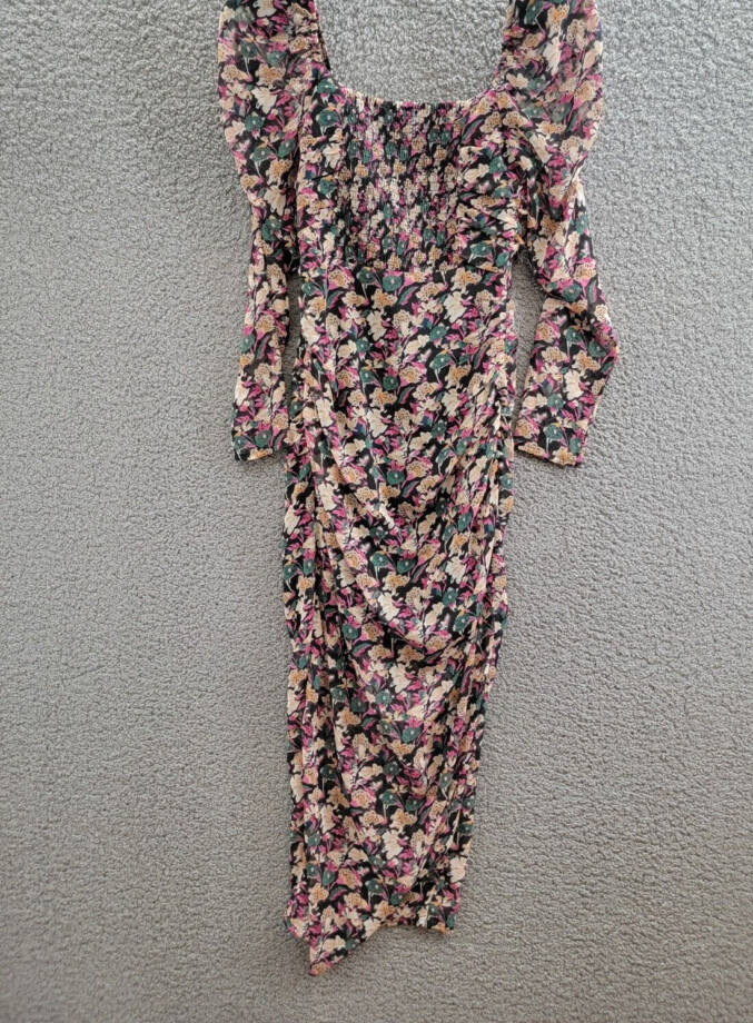 ASTR the Label Jamila Printed Sweetheart-Neck Dress Womens XS Multi Pullover L/S
