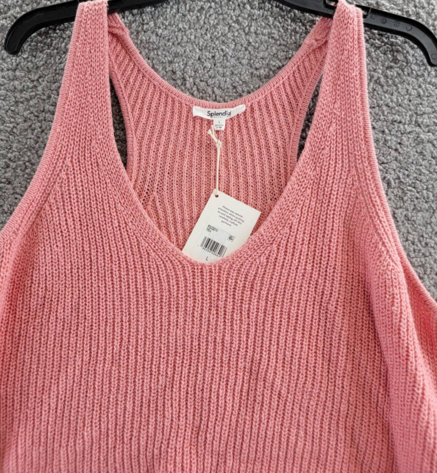 Splendid Deirdre Tank Top Sweater Women's L Persimmon V-Neck Racerback Pullover