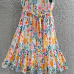 AQUA Strapless Tie Waist Mini Dress Women's XL Multi Floral Ruffled Side Zip